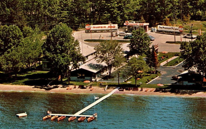 Reflections on the Lake (Gas Lite Manor) - Vintage Postcard (newer photo)